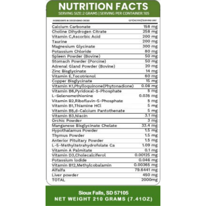 PRE-ORDER Holistic Total Body Support — Daily Multivitamin & Pasture-Raised Glandular Blend for Dogs & Cats