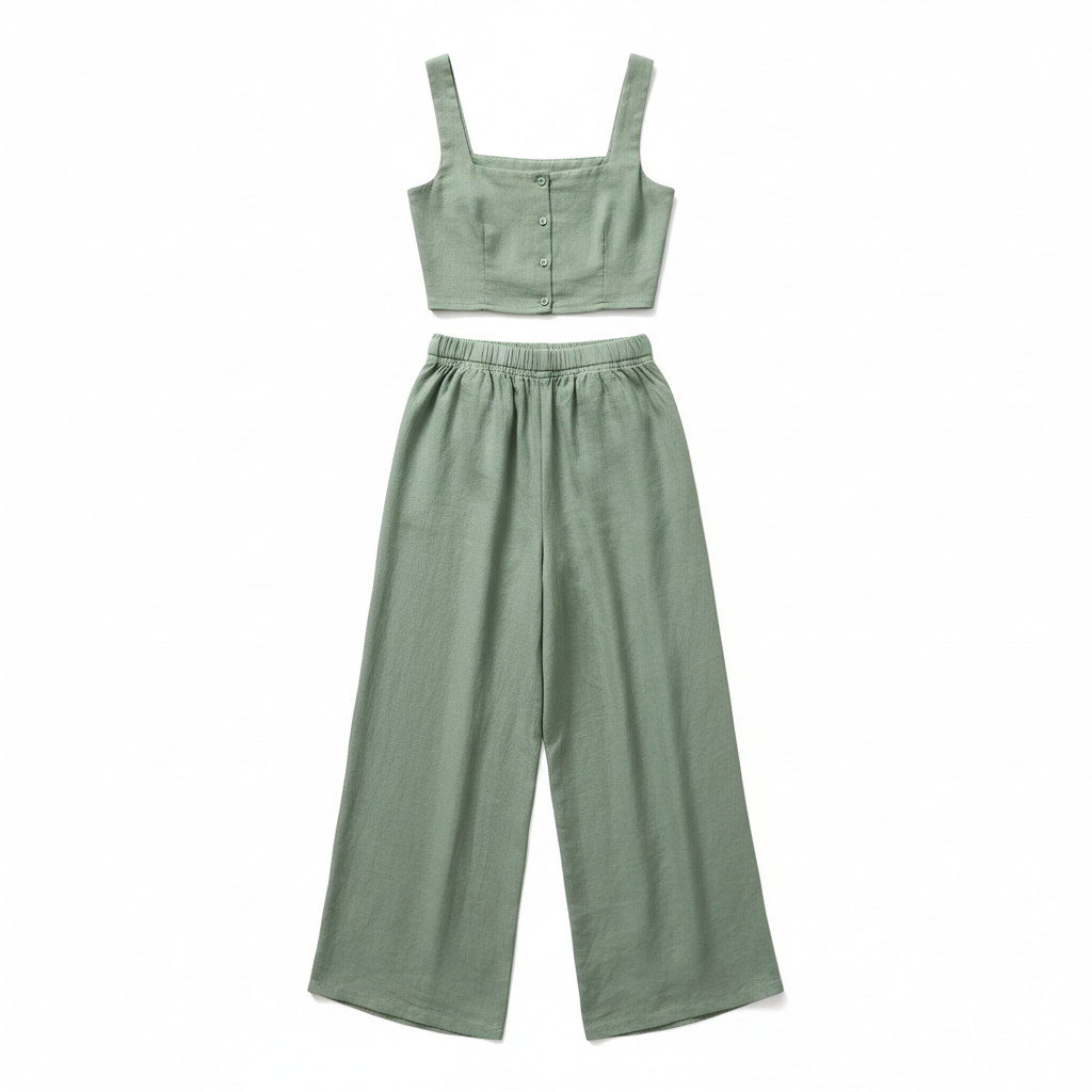Women's Linen Summer Co-ord Set in sage green