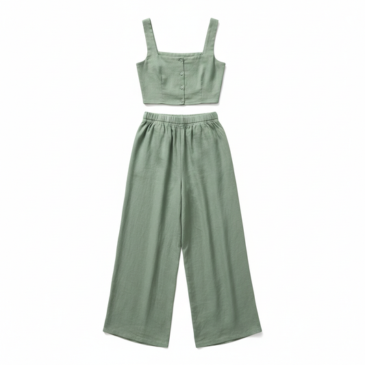 Women's Linen Summer Co-ord Set in sage green